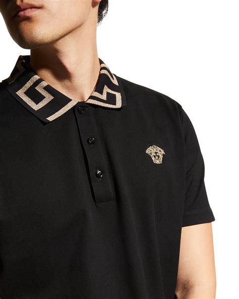 Versace Men's Polo Shirt with Greca Collar 